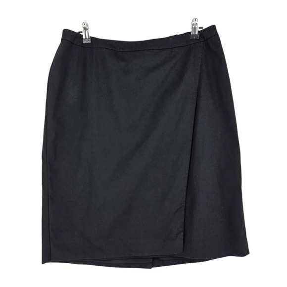 Talbots Faux Wrap Pencil Straight Skirt Black Zip Back Petite NWT - Picture 1 of 5